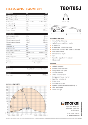 Plataformas telescópicas de ruedas Snorkel TB85J