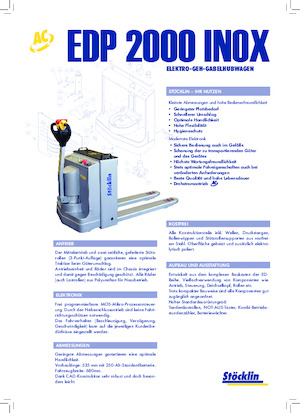 Transpaleta elec. de conductor acompañante Stöcklin EDP 2000 Inox