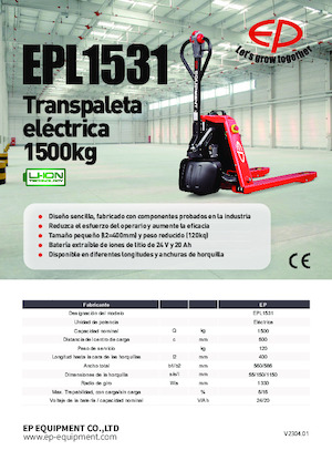 Transpaleta elec. de conductor acompañante EP EPL1531