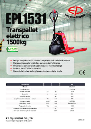 Transpaleta elec. de conductor acompañante EP EPL1531