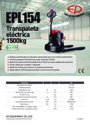 Transpaleta elec. de conductor acompañante EP EPL154
