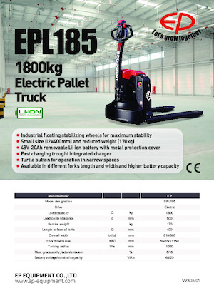 Transpaleta elec. de conductor acompañante EP EPL185
