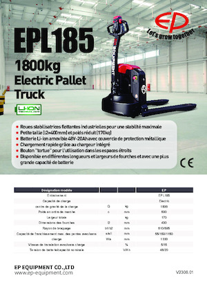 Transpaleta elec. de conductor acompañante EP EPL185