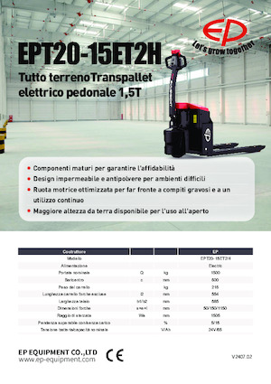Transpaleta elec. de conductor acompañante EP EPT20-15ET2H