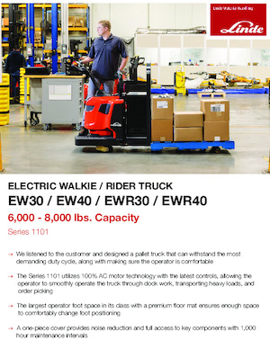 Transpaleta elec. de conductor acompañante Linde EW40