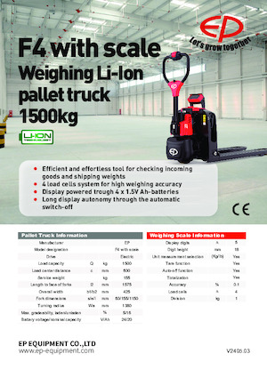 Transpaleta elec. de conductor acompañante EP F4