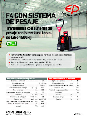 Transpaleta elec. de conductor acompañante EP F4