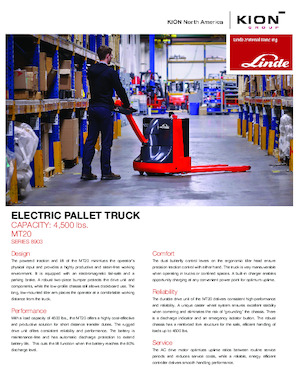 Transpaleta elec. de conductor acompañante Linde MT20