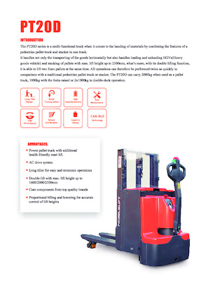 Transpaleta elec. de conductor acompañante Noblelift PT20D