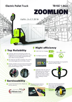 Transpaleta elec. de conductor acompañante Zoomlion TB15E
