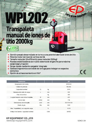 Transpaleta elec. de conductor acompañante EP WPL202