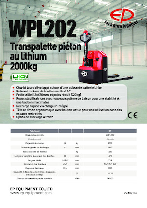 Transpaleta elec. de conductor acompañante EP WPL202