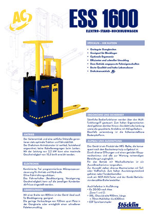 Apiladores de palets con plataforma elevadora Stöcklin ESS 1600