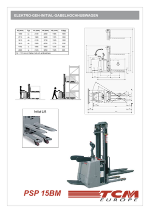 Apiladores de palets con plataforma elevadora TCM PSP 15 BM
