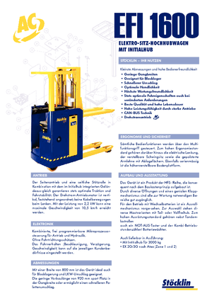 Apiladores de palets con asiento Stöcklin EFI 1600
