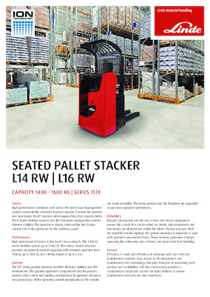 Apiladores de palets con asiento Linde L16RW