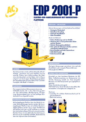 Transpaletas con plataforma elevadora Stöcklin EHP 2000 P
