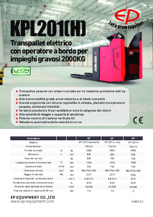 Transpaletas con plataforma elevadora EP KPL201