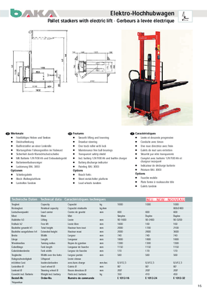 Apiladores de pie Baka E 1012-16
