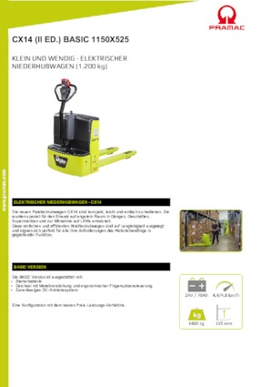 Transpaleta elec. de conductor acompañante PRAMAC Lifter CX 14 Basic GEL