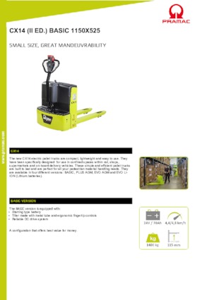 Transpaleta elec. de conductor acompañante PRAMAC Lifter CX 14 Basic GEL