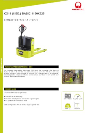 Transpaleta elec. de conductor acompañante PRAMAC Lifter CX 14 Basic GEL