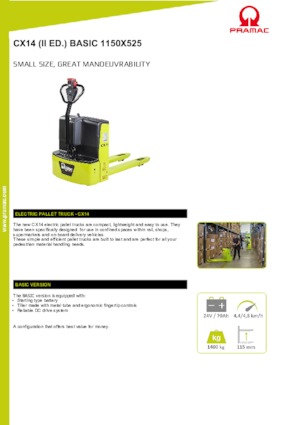 Transpaleta elec. de conductor acompañante PRAMAC Lifter CX 14 Basic GEL
