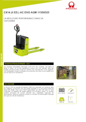 Transpaleta elec. de conductor acompañante PRAMAC Lifter CX 14 EVO GEL