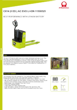 Transpaleta elec. de conductor acompañante PRAMAC Lifter CX 14 EVO Li-Ion