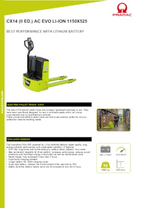 Transpaleta elec. de conductor acompañante PRAMAC Lifter CX 14 EVO Li-Ion