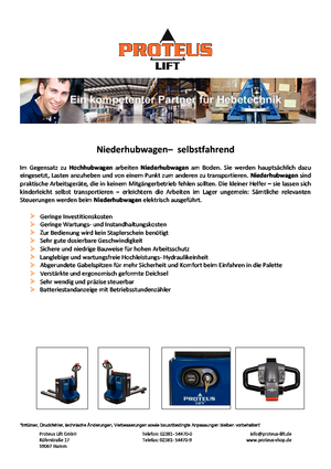 Transpaleta elec. de conductor acompañante Proteus E-NK 20