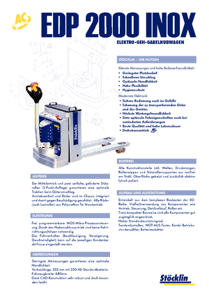 Transpaleta elec. de conductor acompañante Stöcklin EDP 2000 Inox