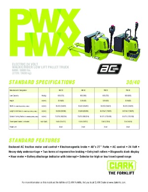 Transpaleta elec. de conductor acompañante Clark HWX 40