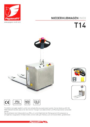Transpaleta elec. de conductor acompañante Pegasolift T 14 Inox
