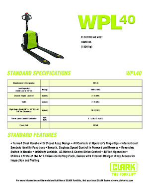 Transpaleta elec. de conductor acompañante Clark WPL 40