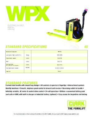 Transpaleta elec. de conductor acompañante Clark WPX 45