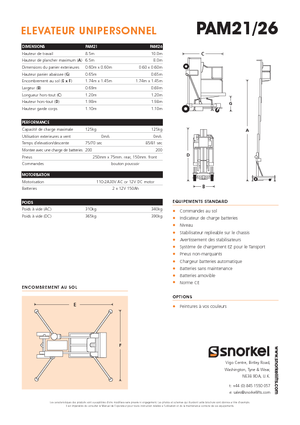 Plataformas verticales Snorkel PAM26AC