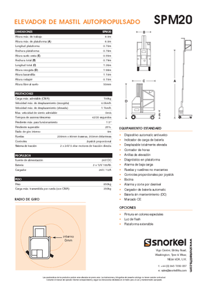 Plataformas verticales Snorkel SPM20