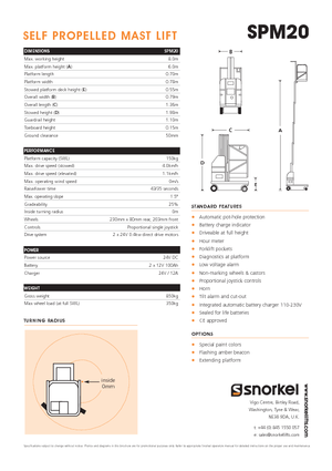 Plataformas verticales Snorkel SPM20