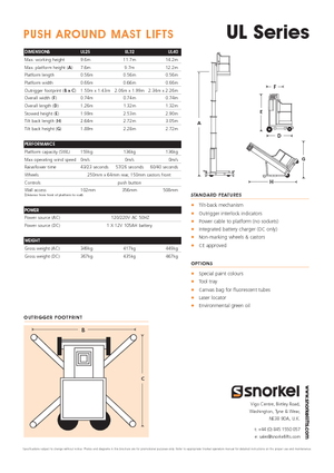 Plataformas verticales Snorkel UL32AC