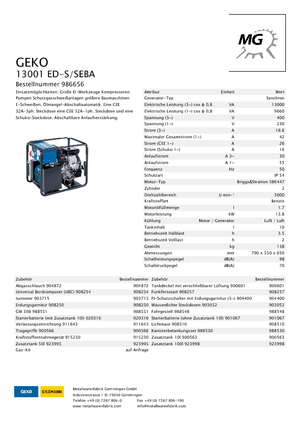 Grupos electrógenos, gasolina Geko ® 13001 ED-S/SEBA