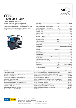 Grupos electrógenos, gasolina Geko ® 13001 ED-S/SEBA
