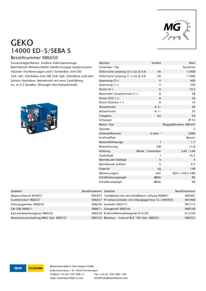 Grupos electrógenos, gasolina Geko ® 14000 ED-S/SEBA