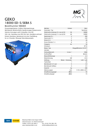 Grupos electrógenos, gasolina Geko ® 18000 ED-S/SEBA