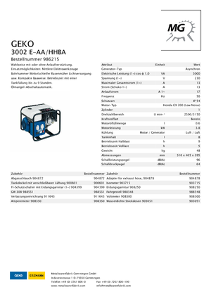 Grupos electrógenos, gasolina Geko ® 3002 E-AA/HHBA*
