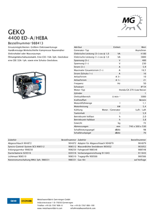 Grupos electrógenos, gasolina Geko ® 4400 ED-A/HEBA