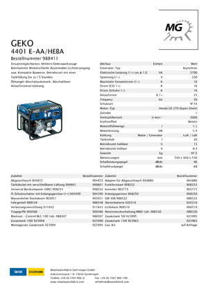 Grupos electrógenos, gasolina Geko ® 4401 E-AA/HEBA