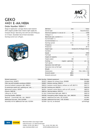 Grupos electrógenos, gasolina Geko ® 4401 E-AA/HEBA