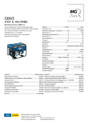 Grupos electrógenos, gasolina Geko ® 4401 E-AA/HHBA