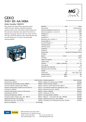 Grupos electrógenos, gasolina Geko ® 5401 ED-AA/HEBA